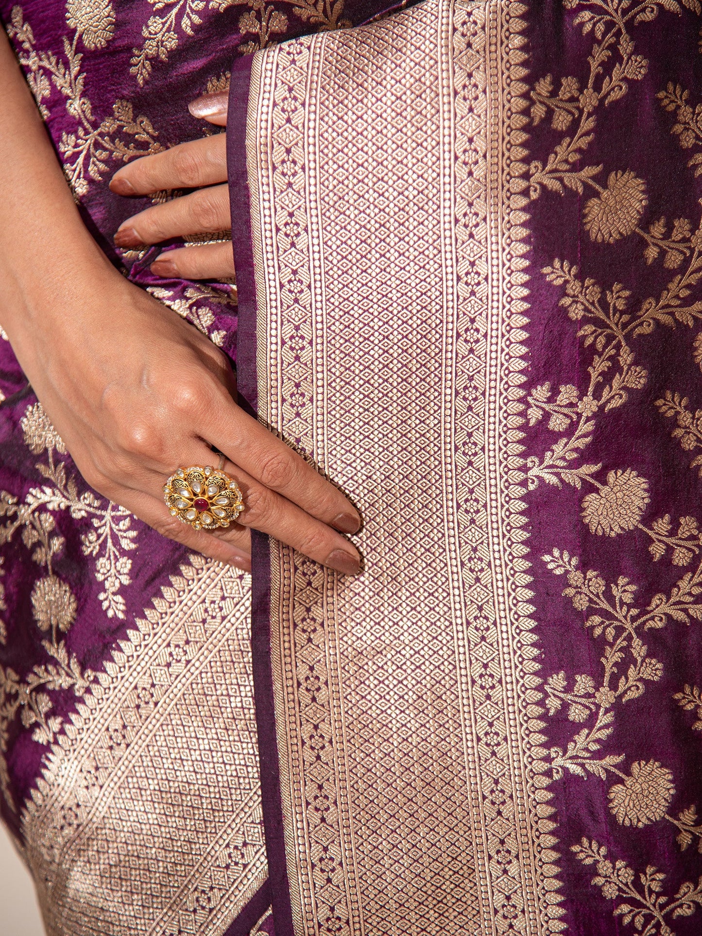 Wine Uppada Katan Silk Handloom Banarasi Saree