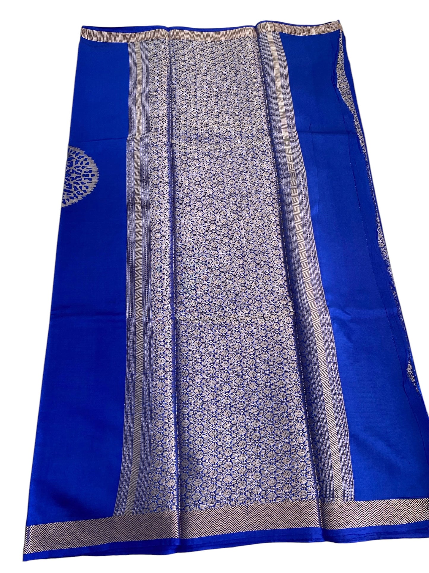 Raw Mango Puna Katan Silk Saree | Royal Blue
