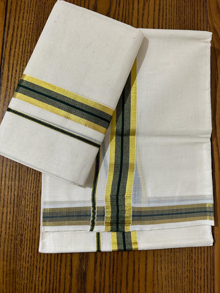 Set Mundu With Gold And Green Kara