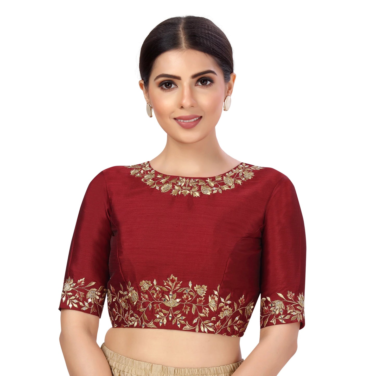 Embroidered Blouse - Maroon