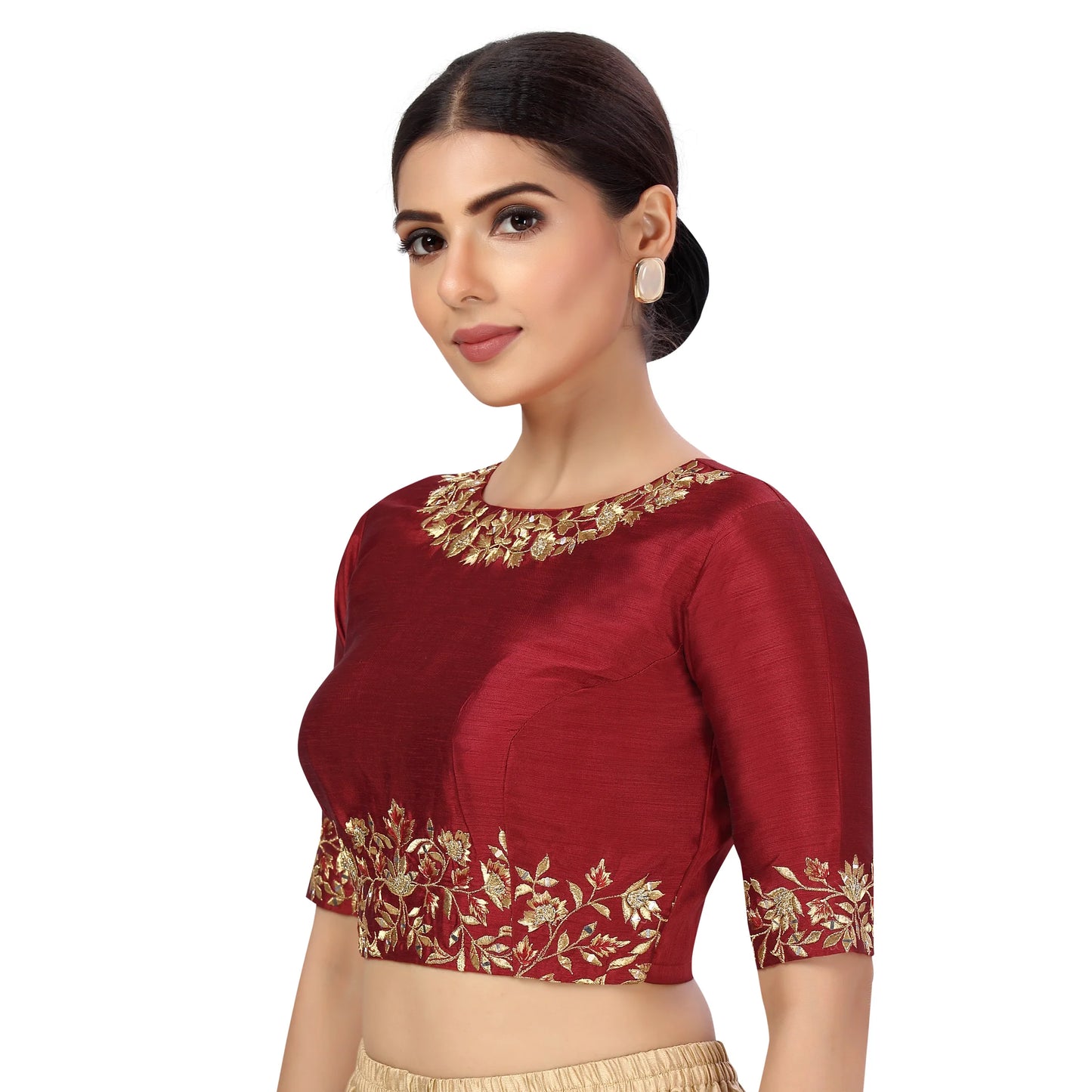 Embroidered Blouse - Maroon