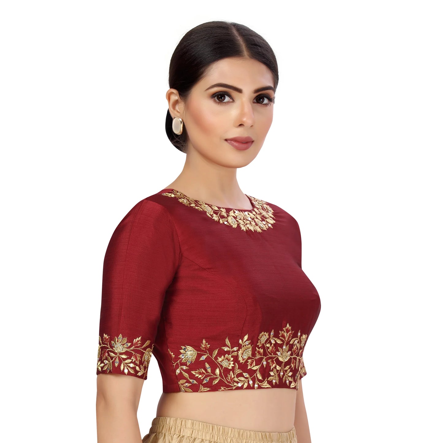 Embroidered Blouse - Maroon