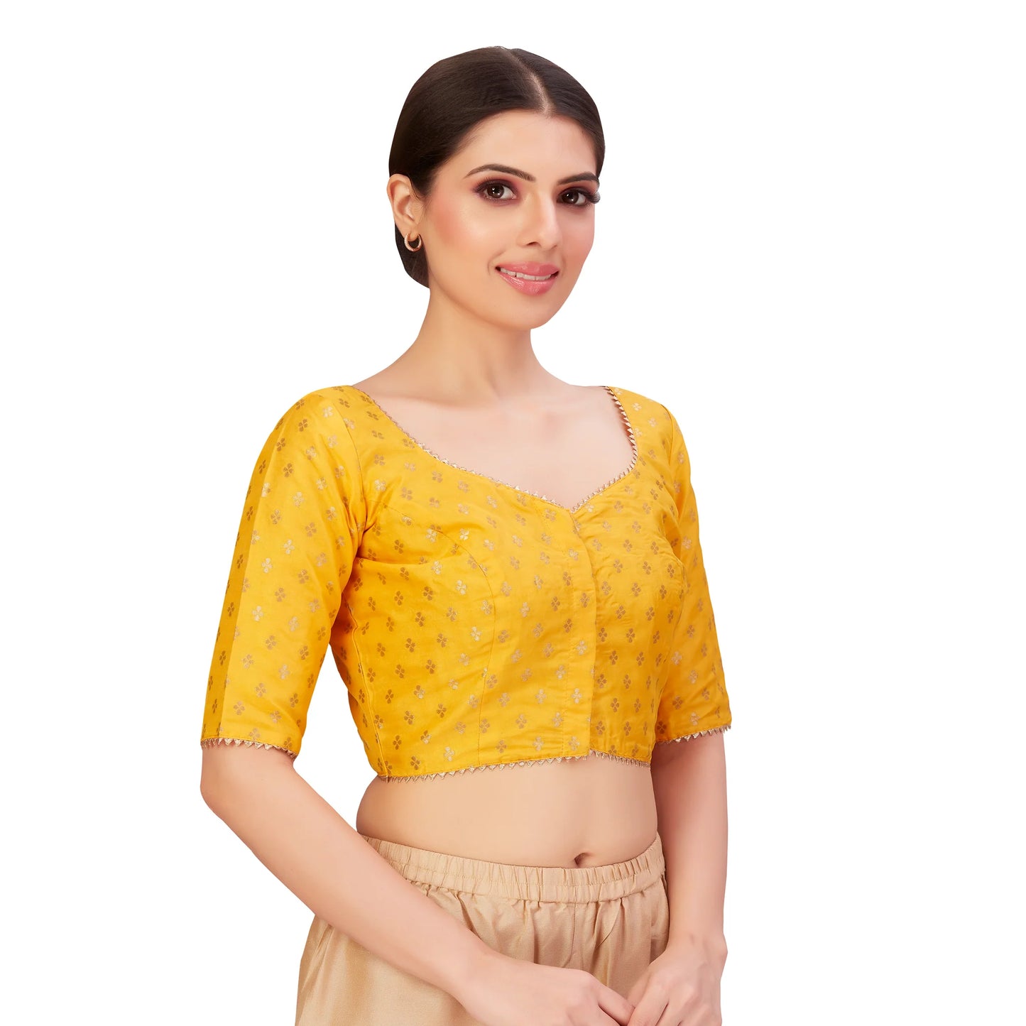 Banarasi Brocade Festive Blouse-yellow