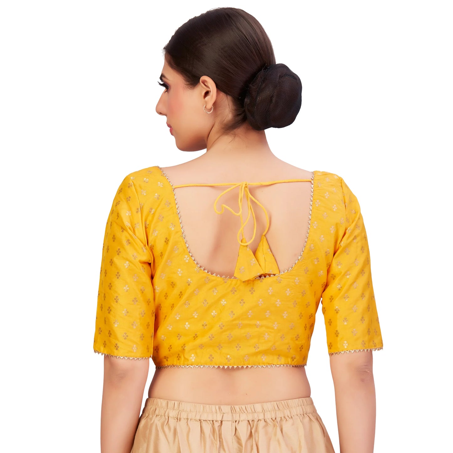 Banarasi Brocade Festive Blouse-yellow