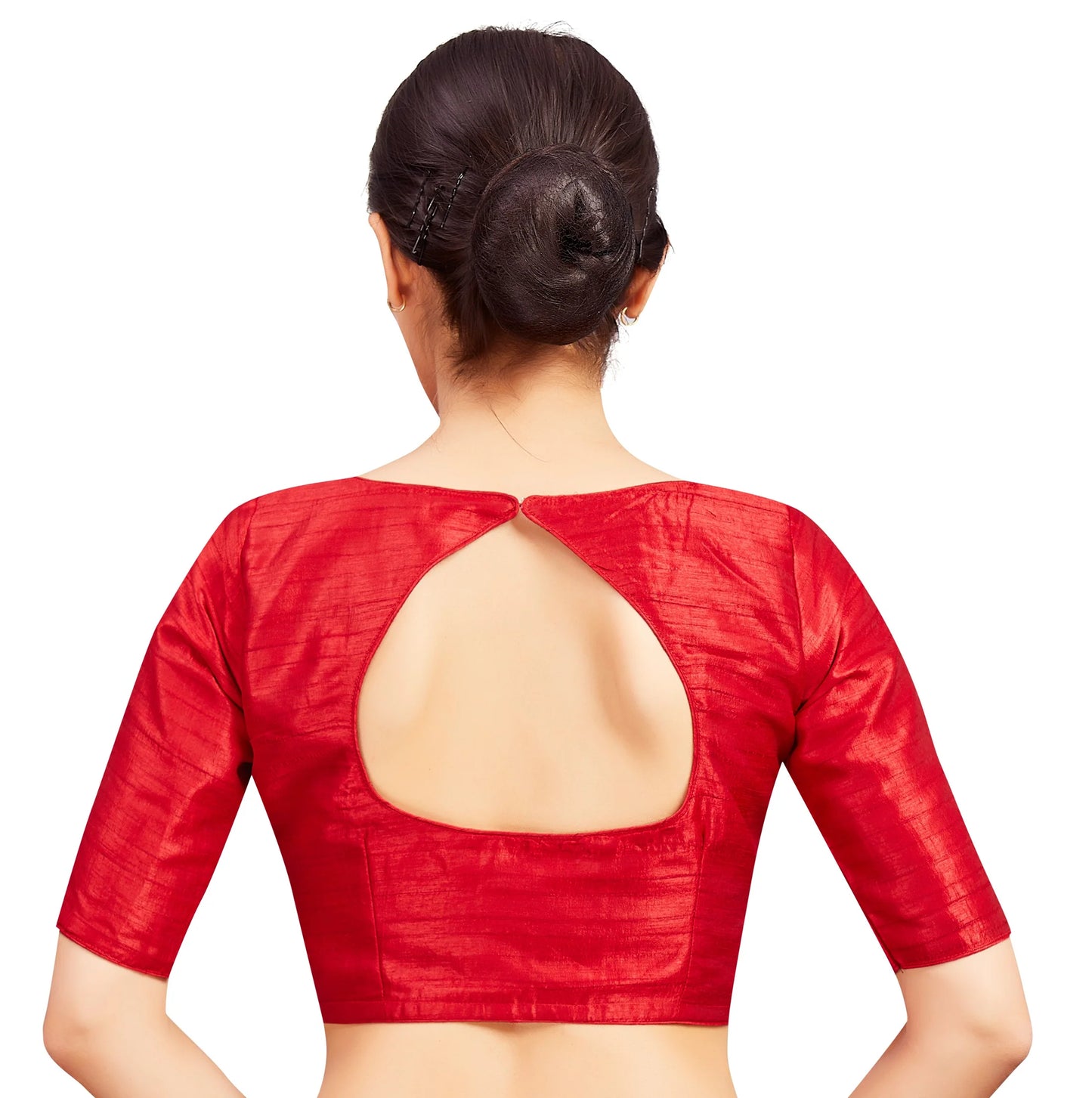 Raw Silk Blouse: Red