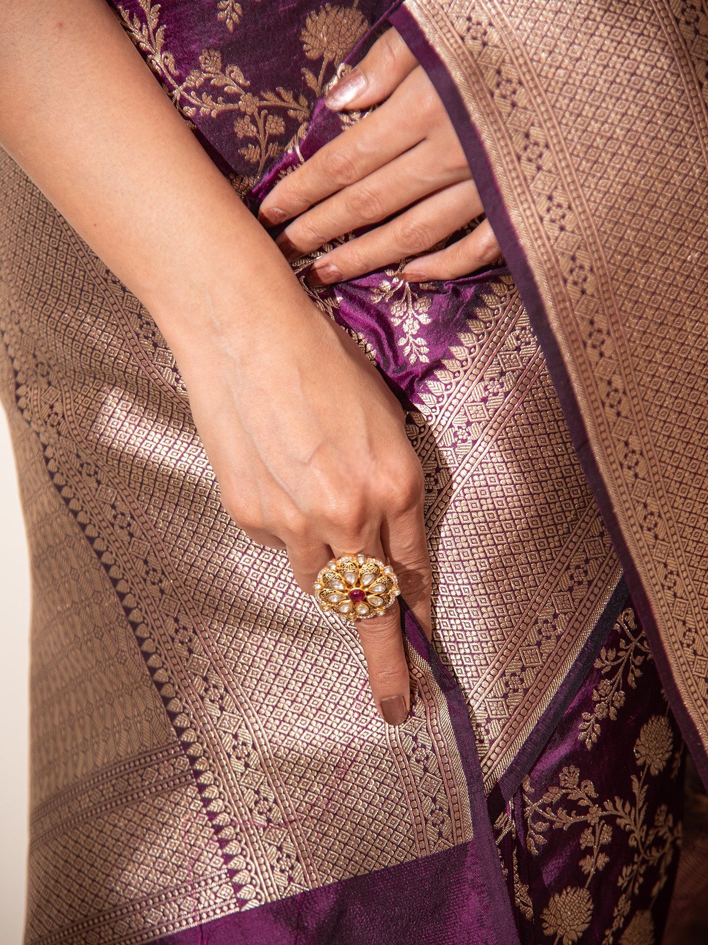 Wine Uppada Katan Silk Handloom Banarasi Saree
