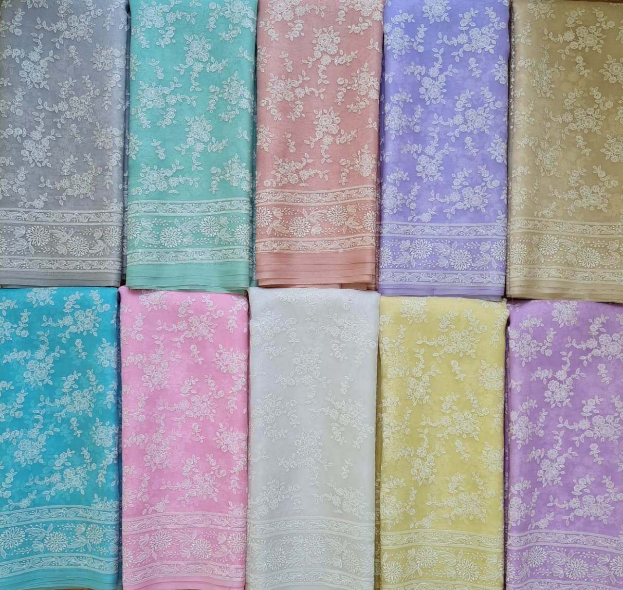 Organza Silk Saree With Chikankari Embroidery