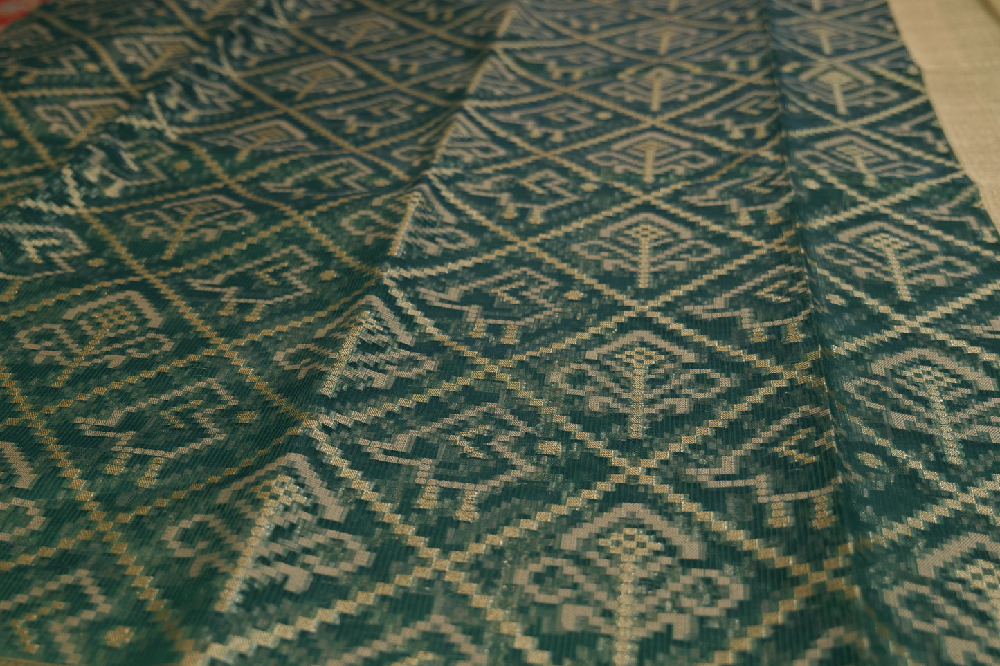 Fancy Chanderi Supernet Saree with Golden Zari Border