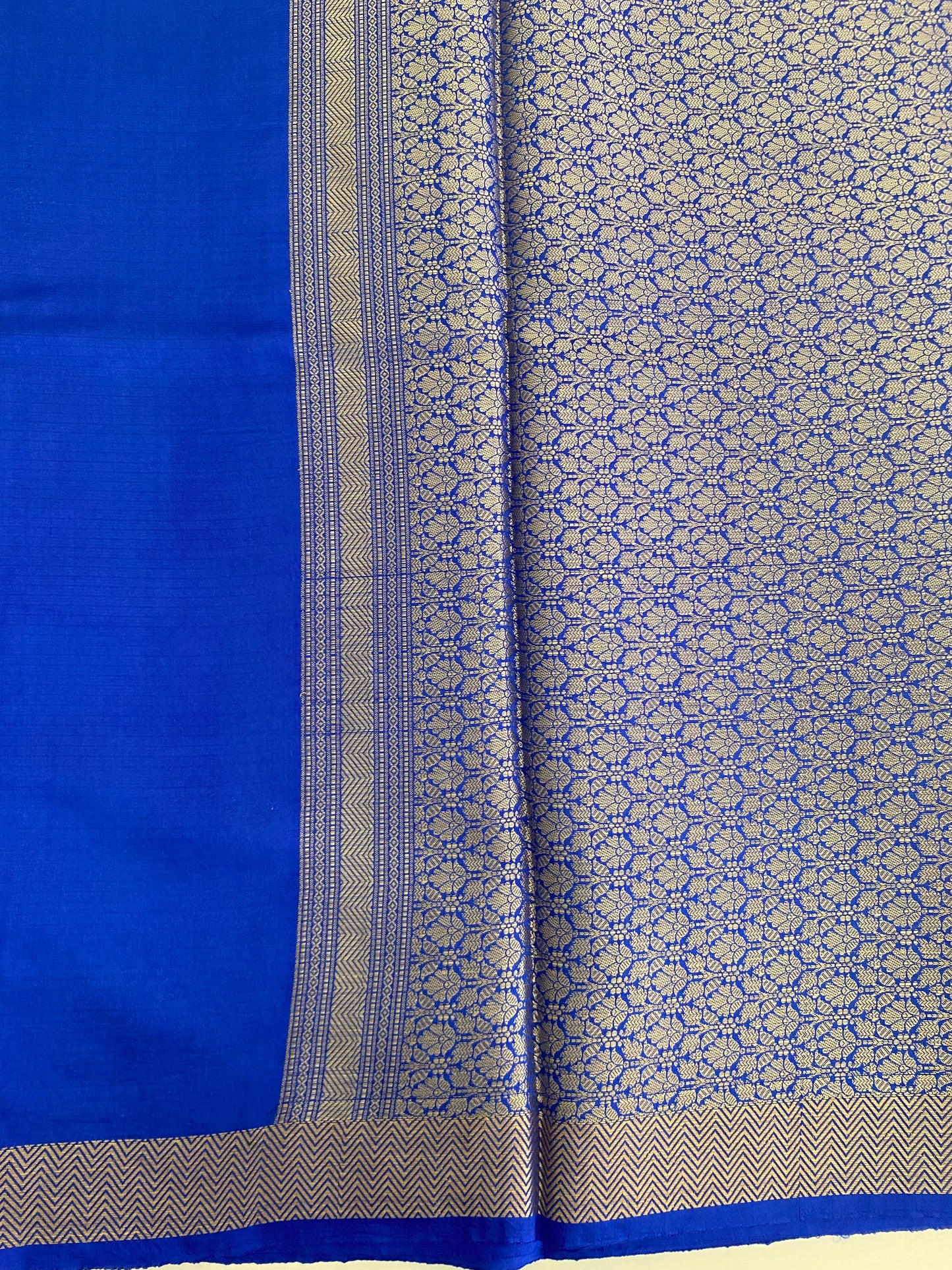 Raw Mango Puna Katan Silk Saree | Royal Blue