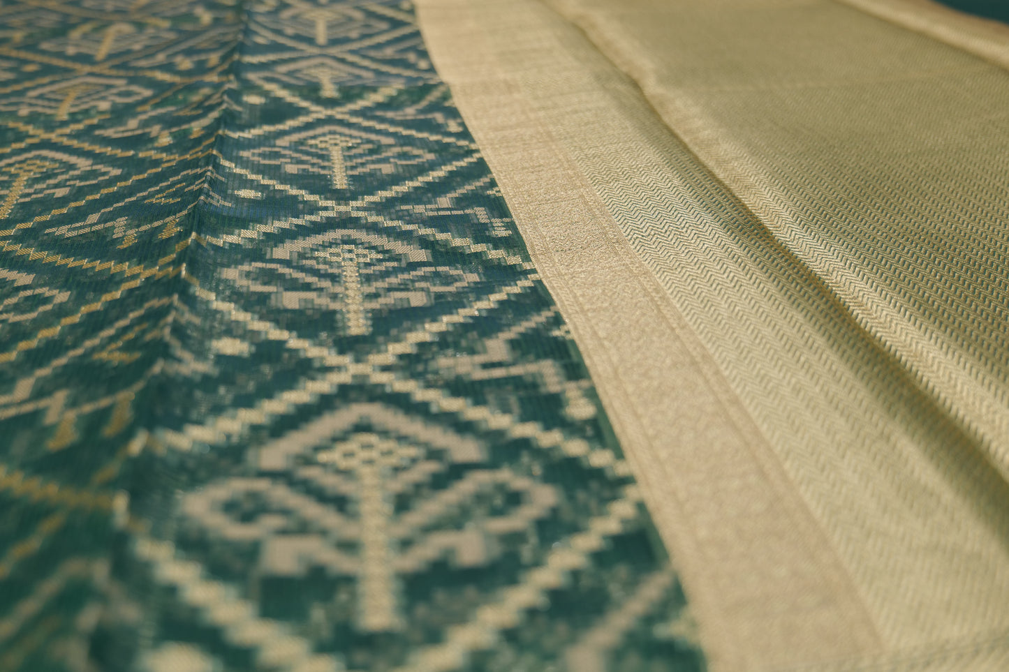 Fancy Chanderi Supernet Saree with Golden Zari Border