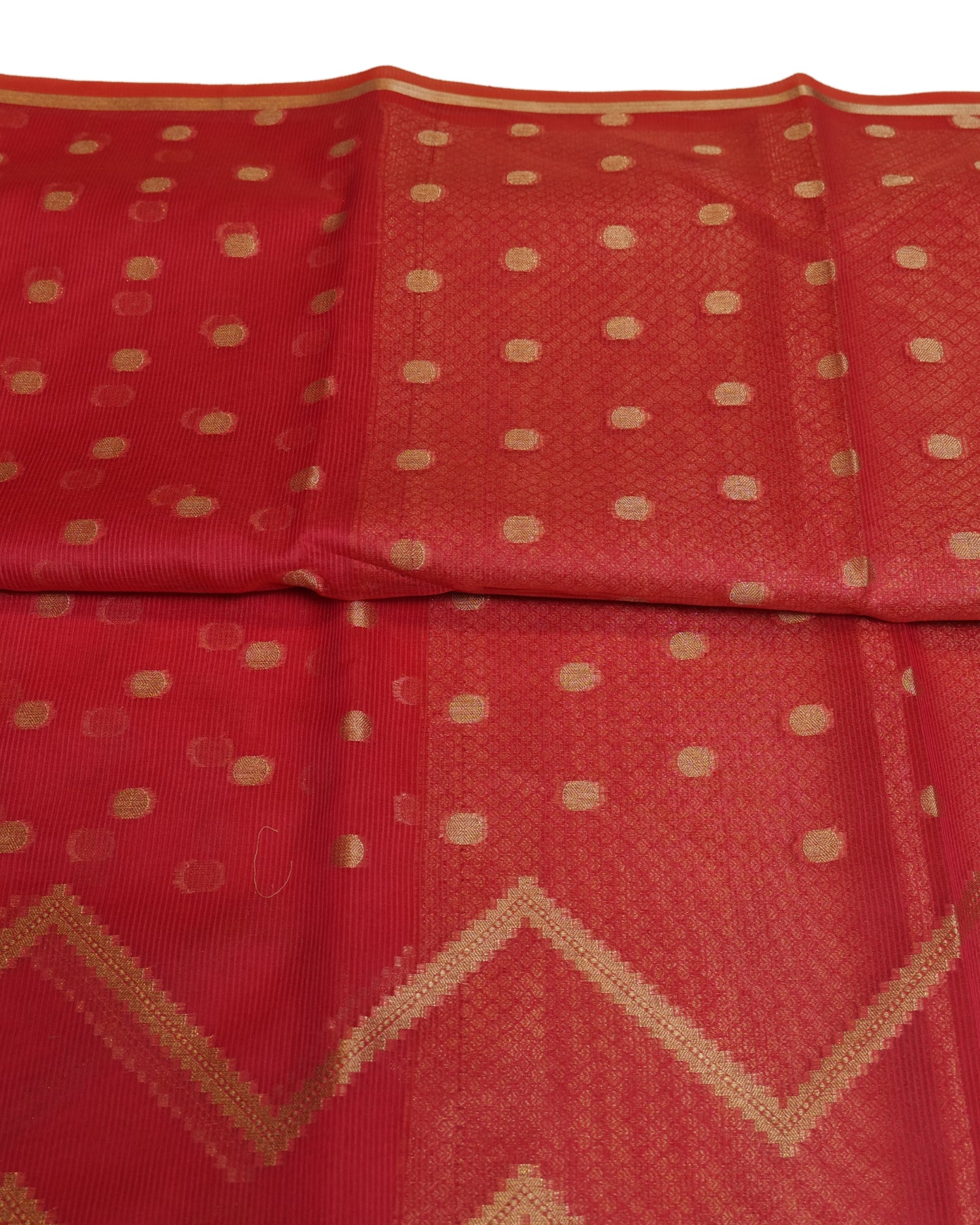 Fancy Chanderi Supernet Saree with Golden Zari Border