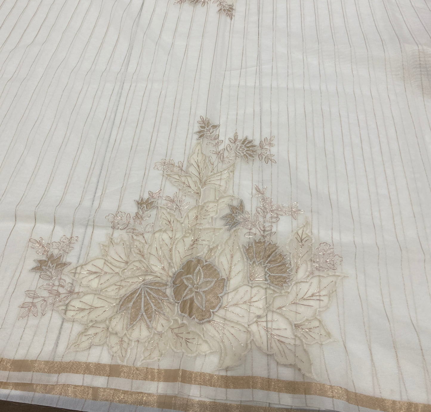 Fancy Chanderi Saree in Off White with Rich Embroidery Work