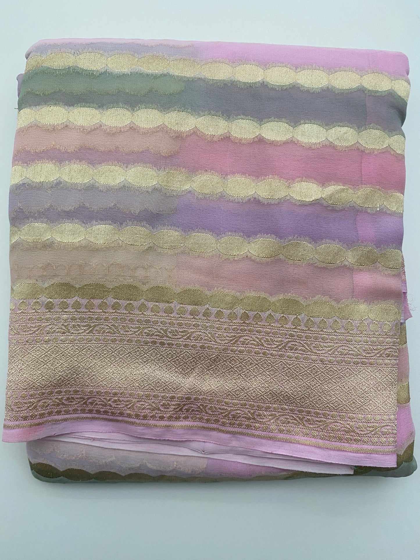 Pastel Pink Rangkat Khaddi Georgette Handloom Banarasi Saree