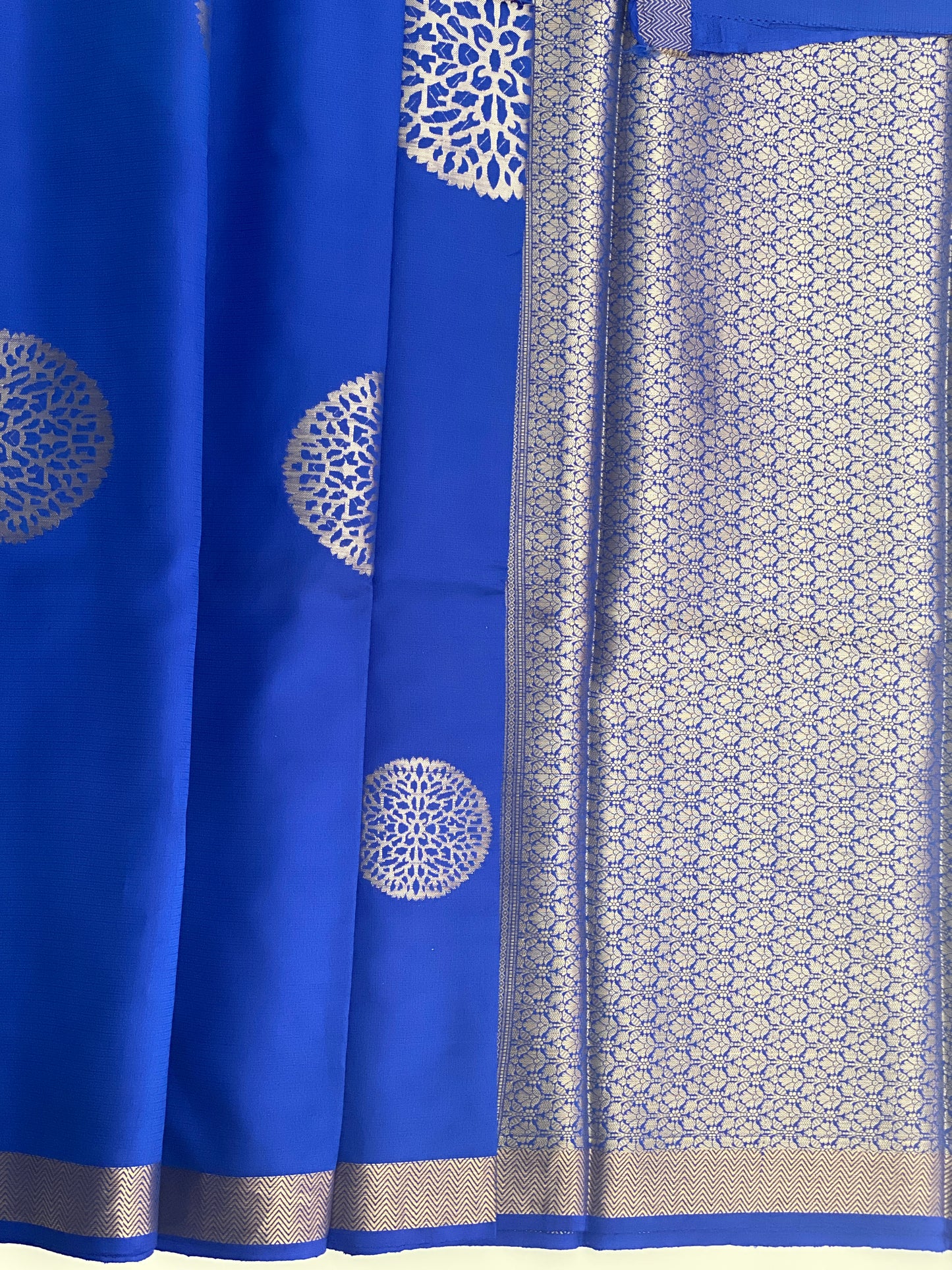 Raw Mango Puna Katan Silk Saree | Royal Blue