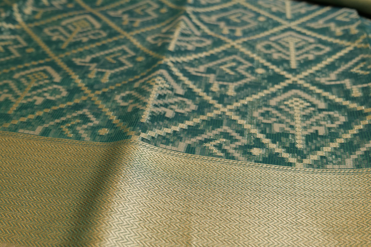 Fancy Chanderi Supernet Saree with Golden Zari Border