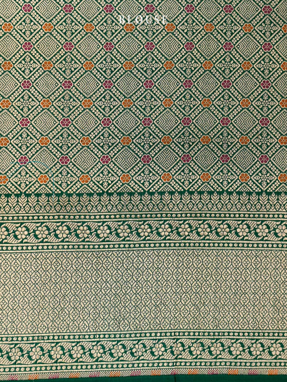 Bottle Green Booti Uppada Katan Silk Handloom Banarasi Saree