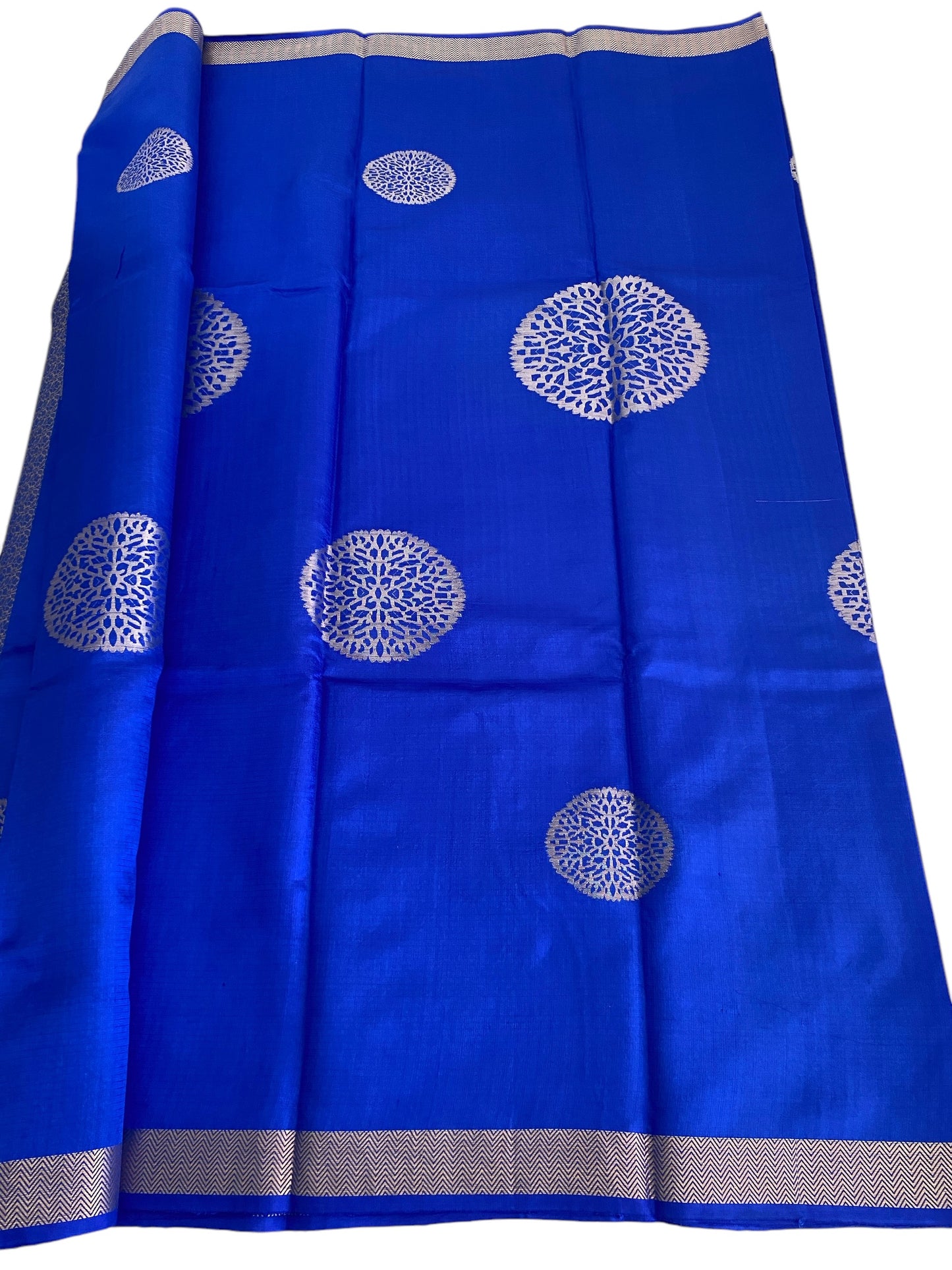 Raw Mango Puna Katan Silk Saree | Royal Blue