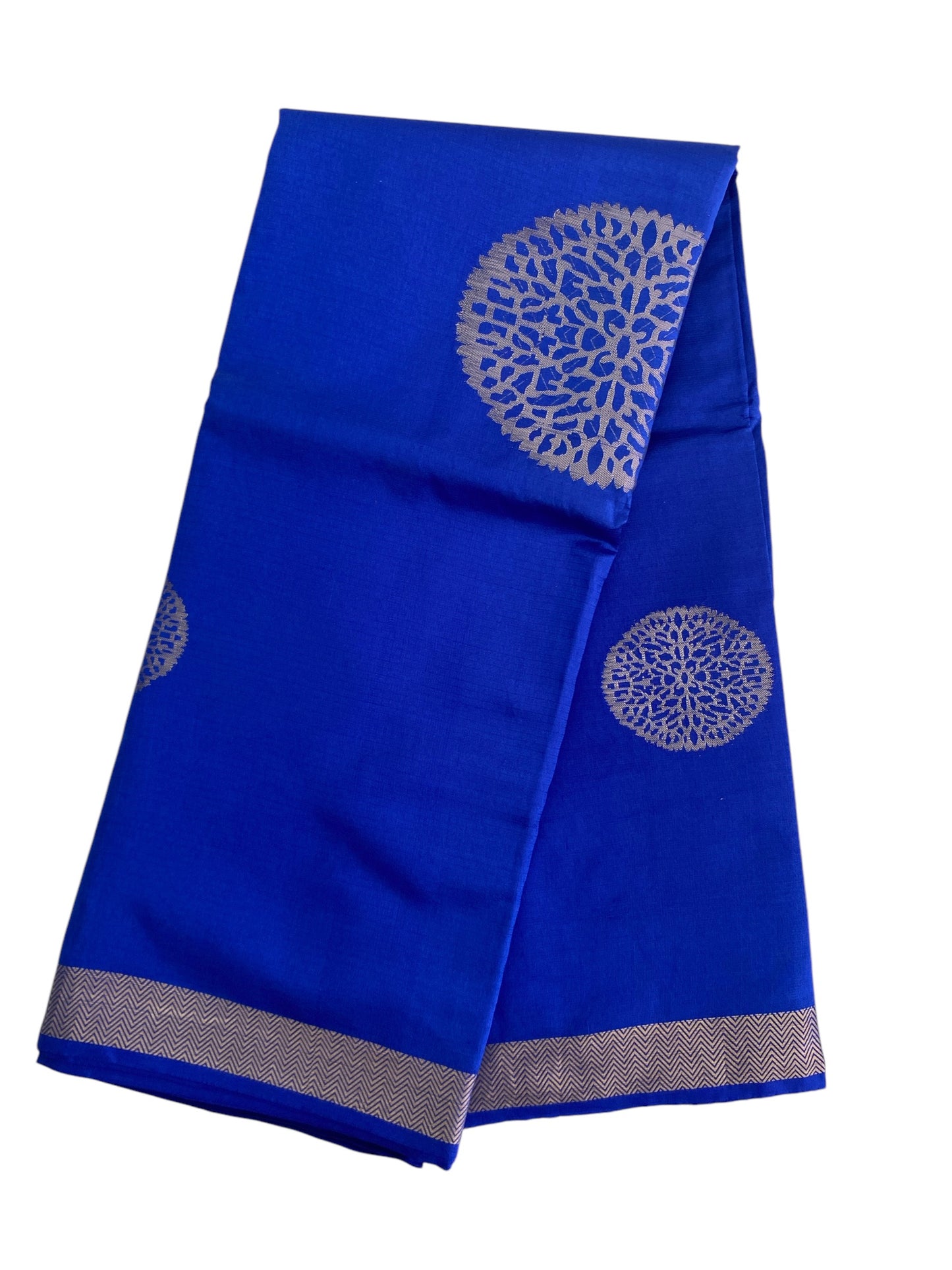 Raw Mango Puna Katan Silk Saree | Royal Blue