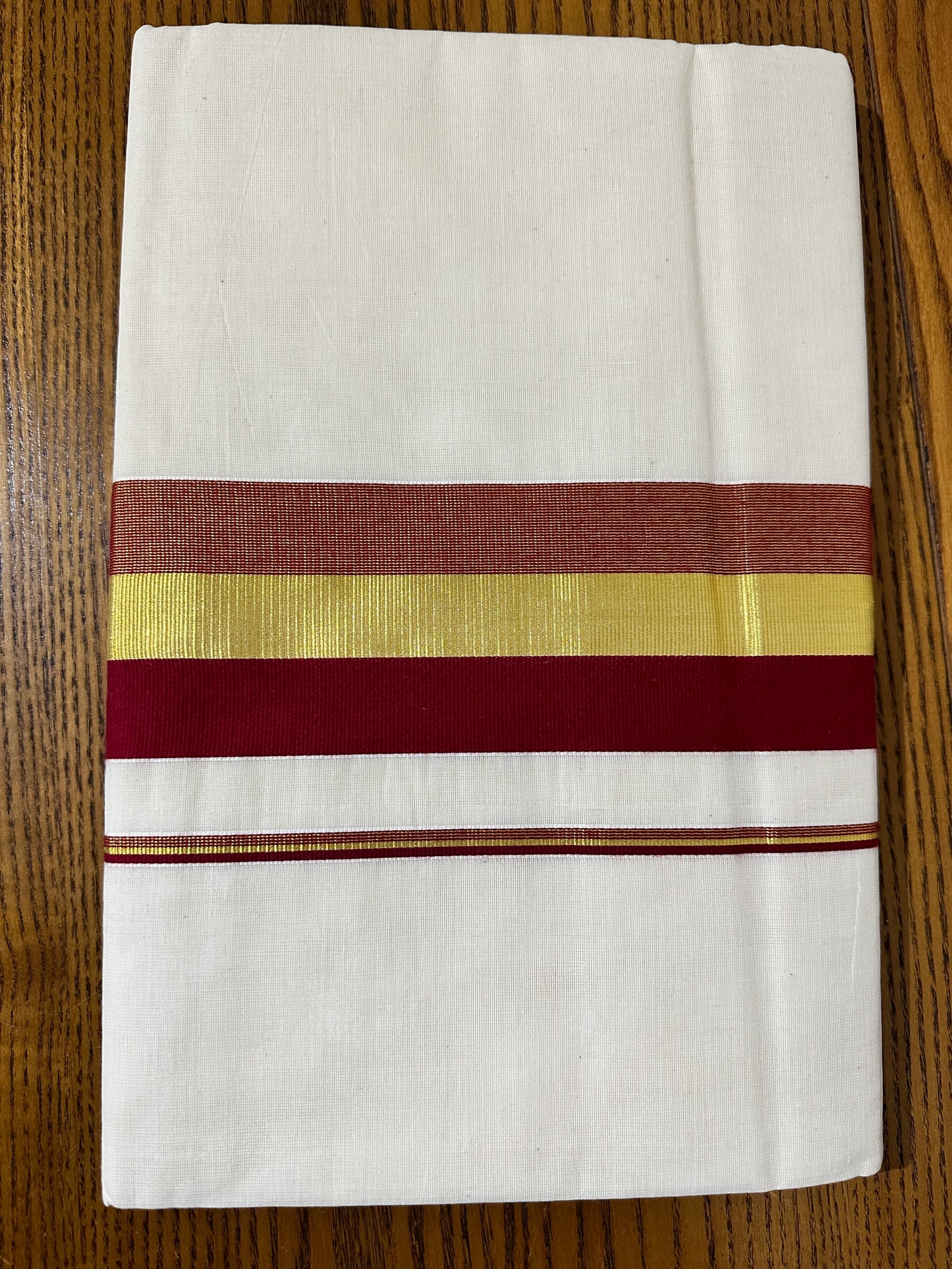 Kerala Set Saree With Gold and Red Kara