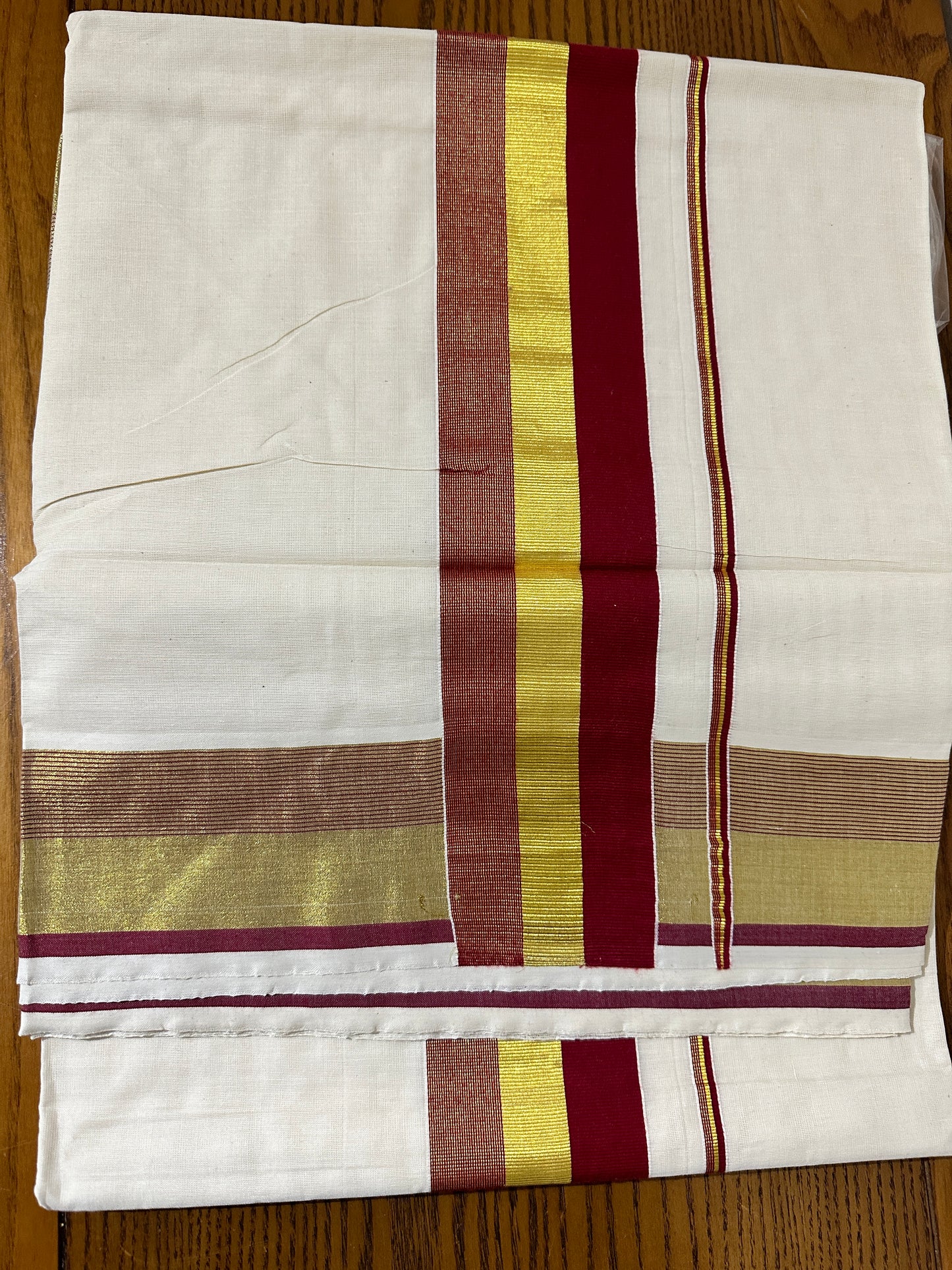 Kerala Set Saree With Gold and Red Kara