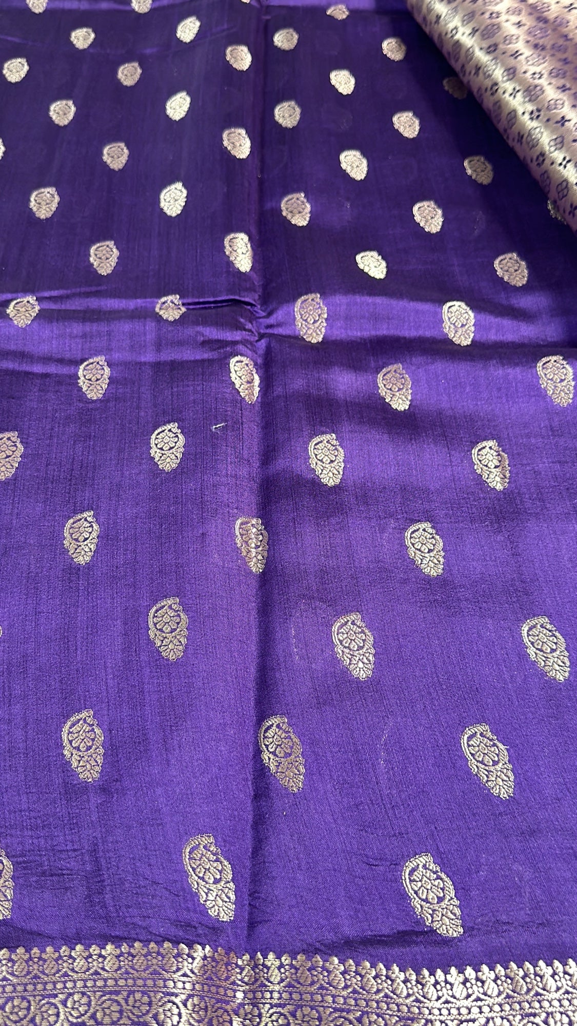 Chiniya Katan Silk Saree With Antique Zari Works | Royal Purple
