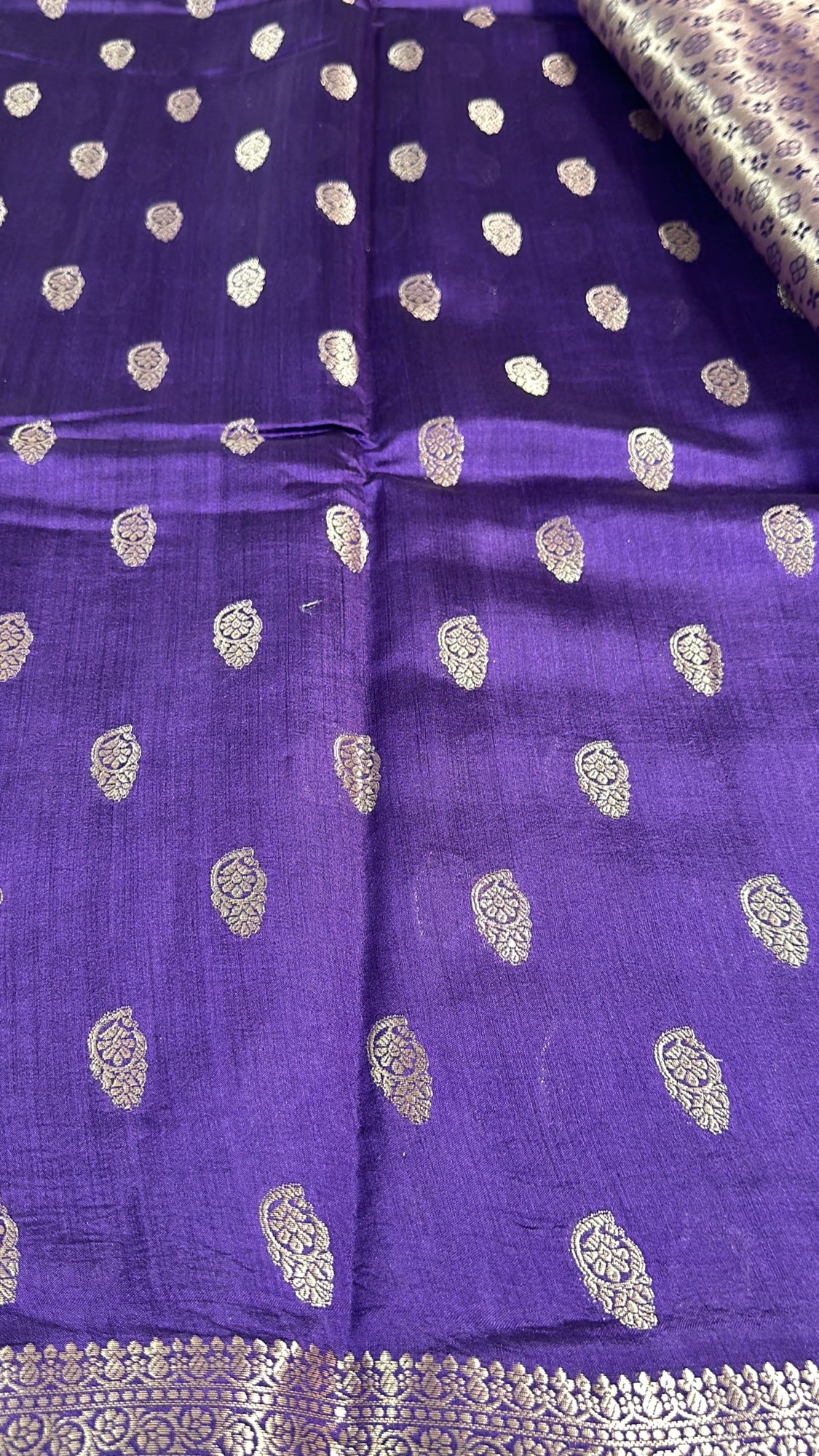 Chiniya Katan Silk Saree With Antique Zari Works | Royal Purple