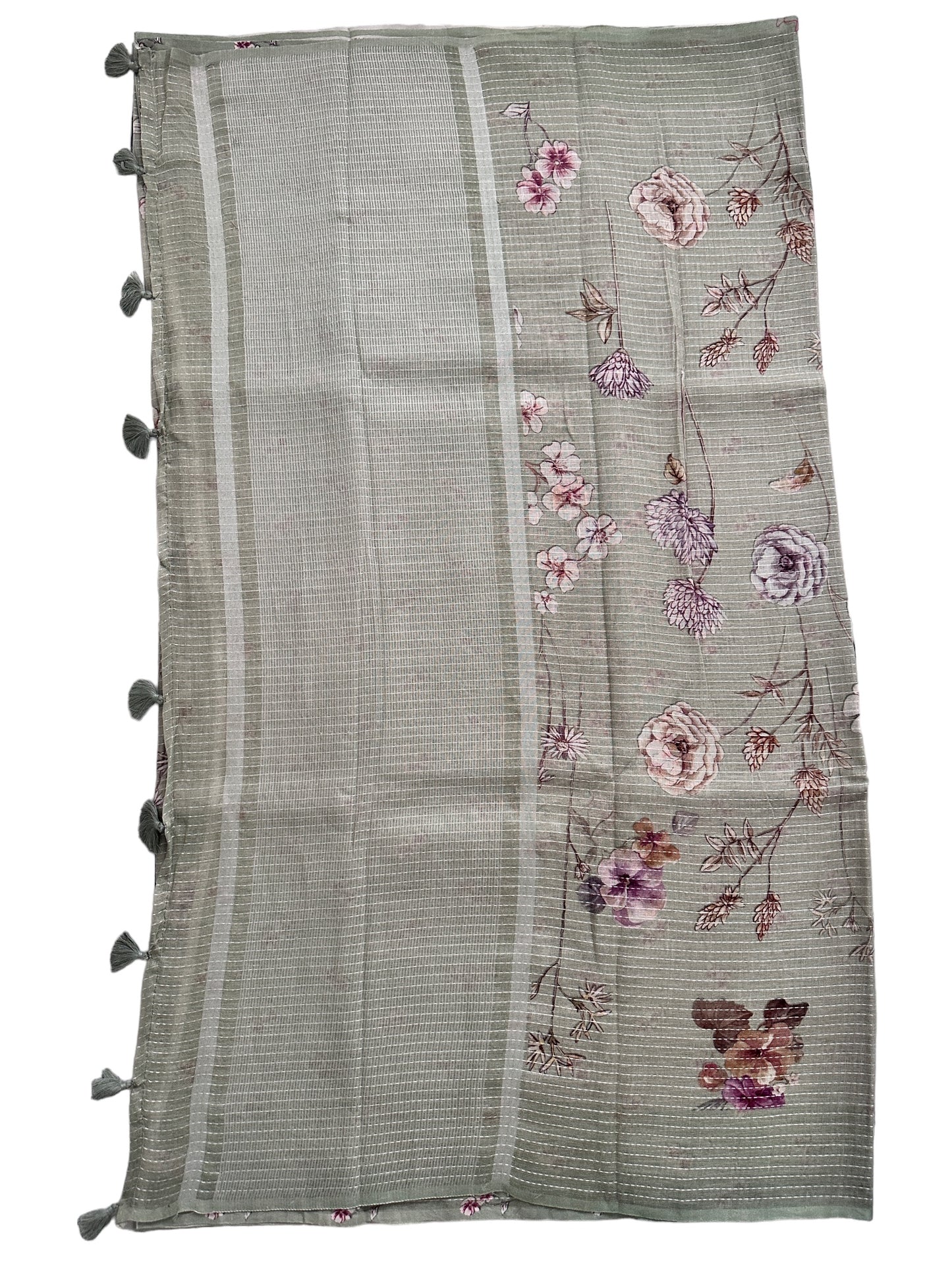Pure Linen Saree With Digital Prints | Floral Patterns