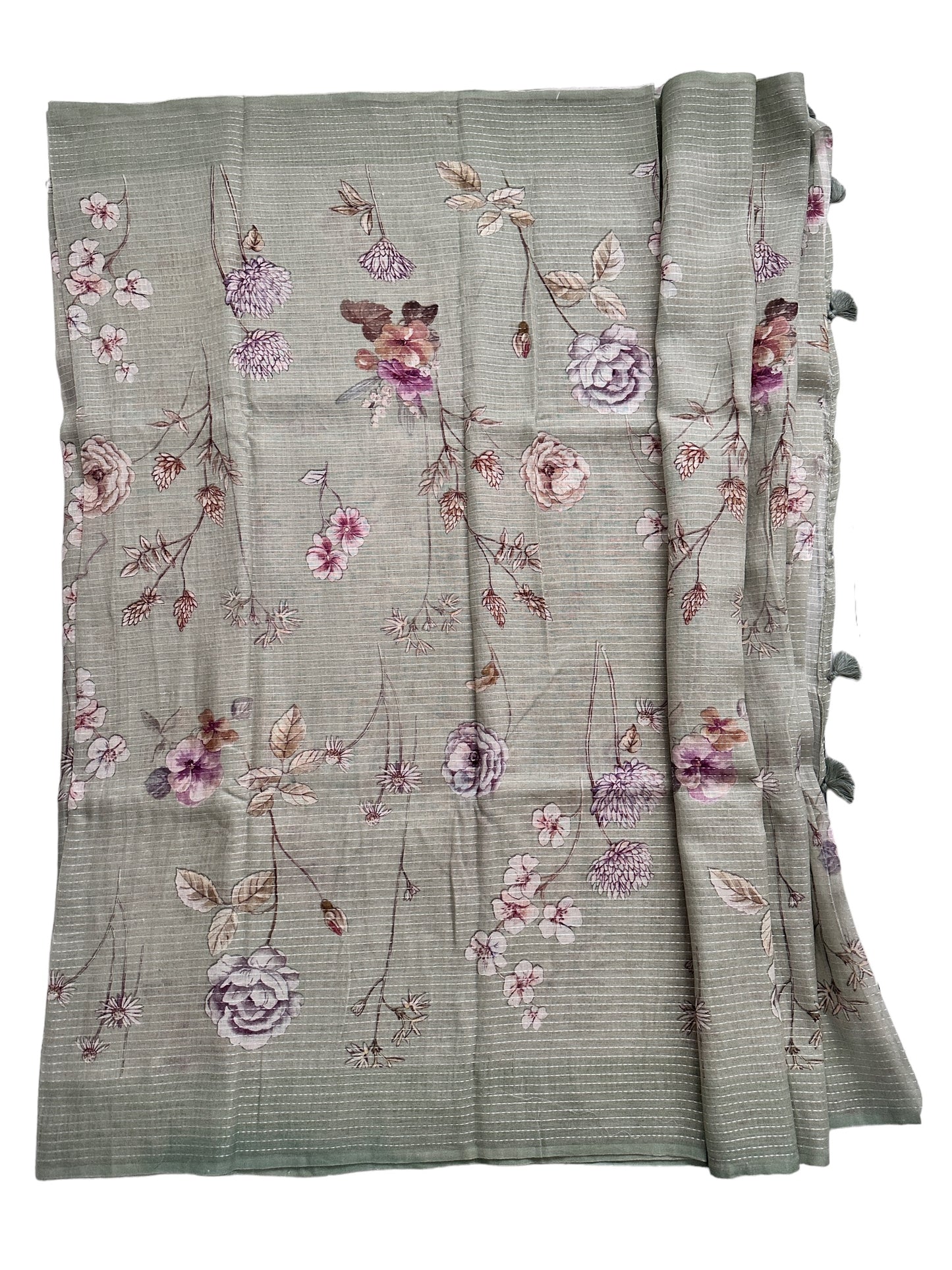Pure Linen Saree With Digital Prints | Floral Patterns