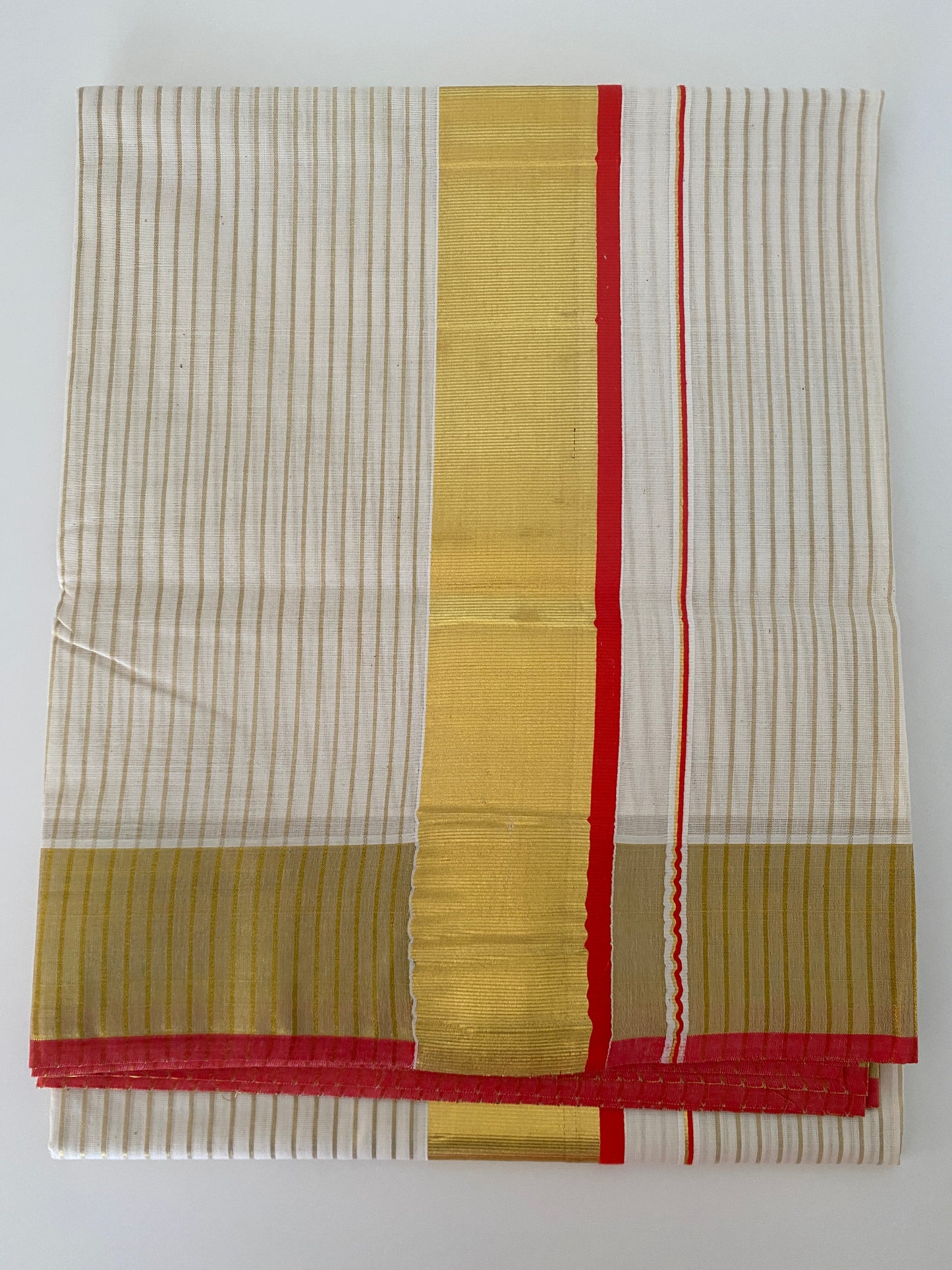 Onam Set Saree with Red and Gold Border