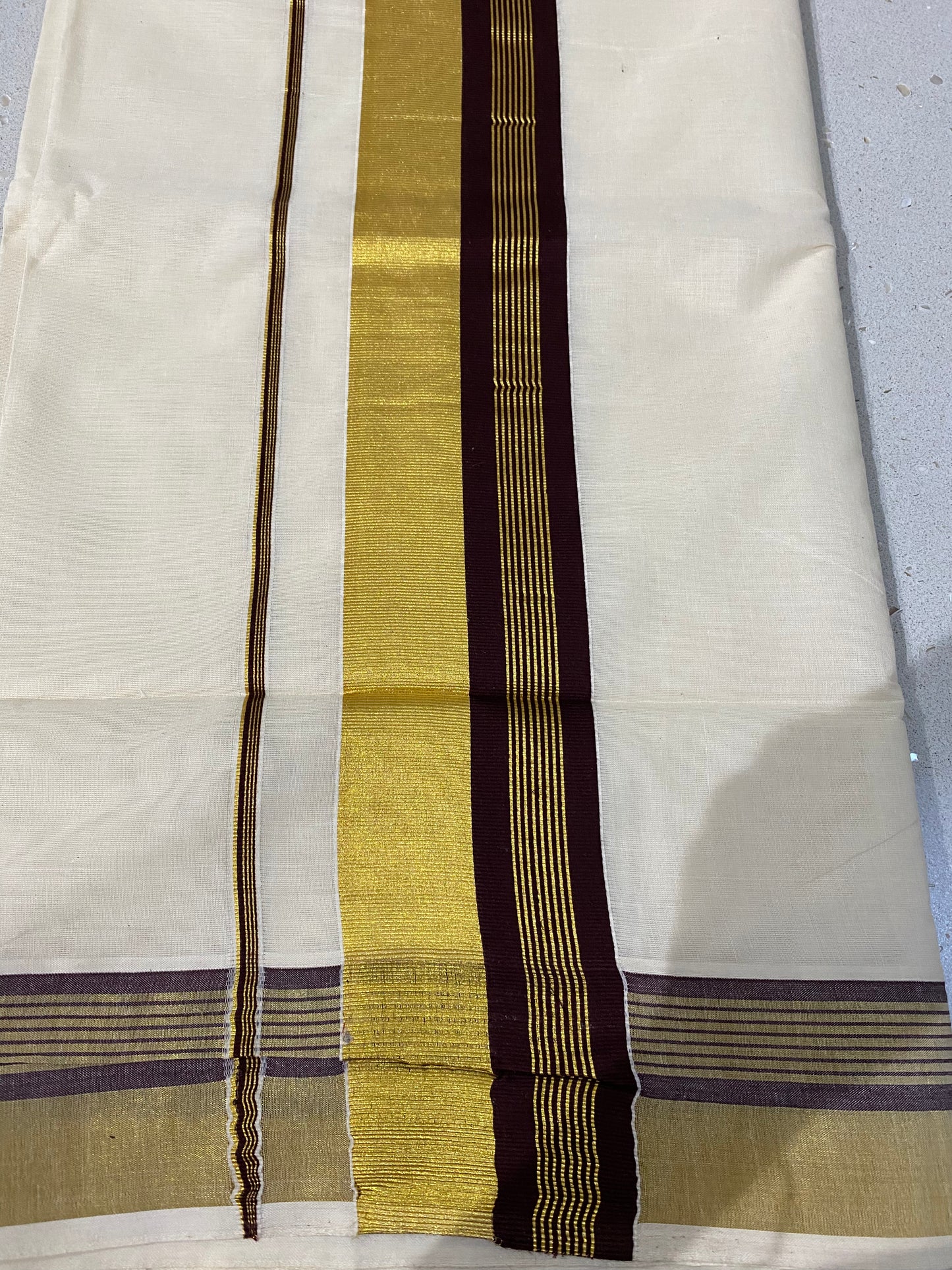 Kerala Set Saree in Brown and Golden Border