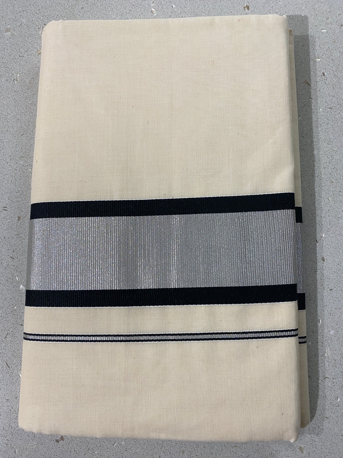 Kerala Set Saree | Black and Silver | Onam Saree