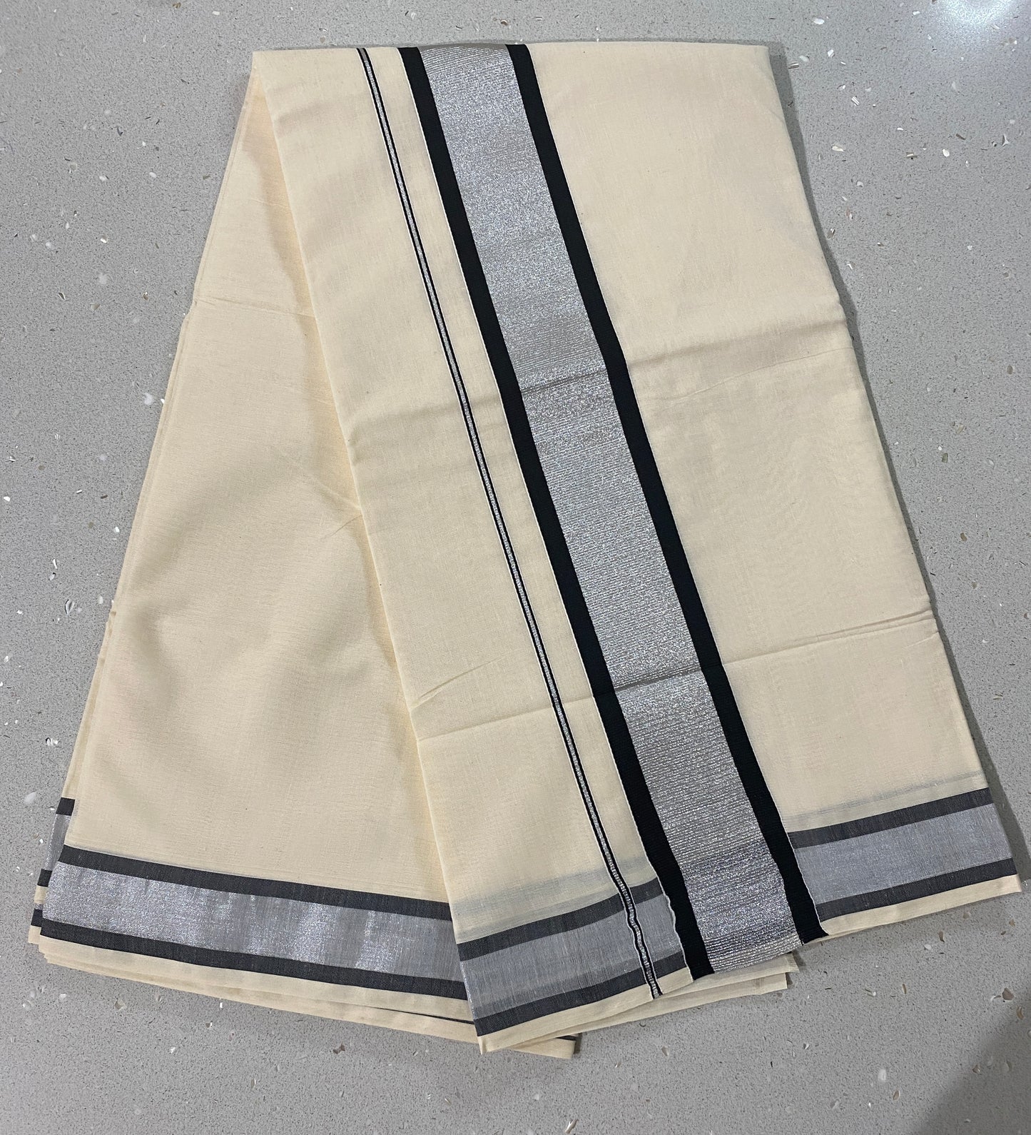 Kerala Set Saree | Black and Silver | Onam Saree