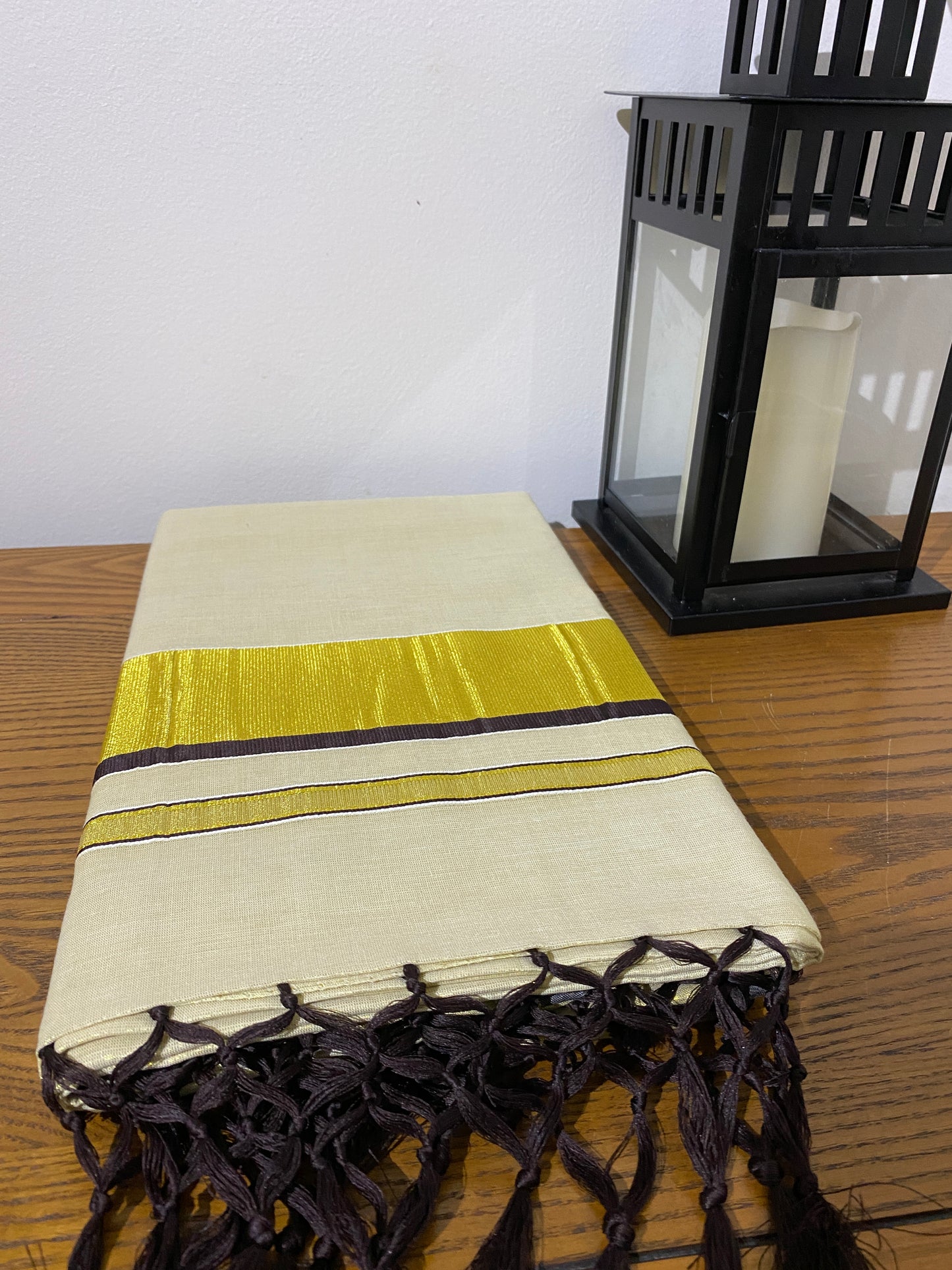 Kerala Set Saree With Brown and Golden Border | Onam Saree