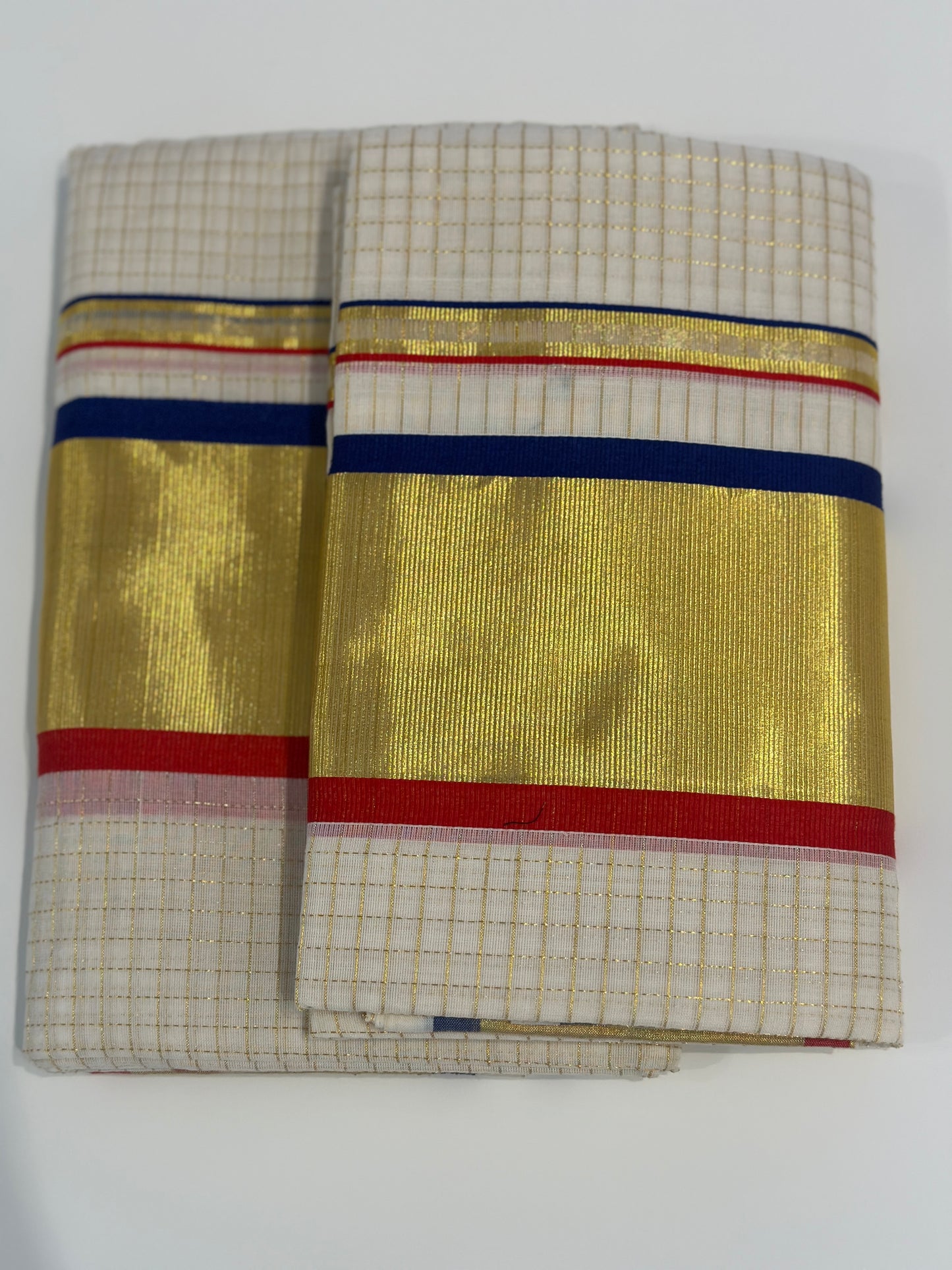 Handloom Set Mundu with Golden Checks