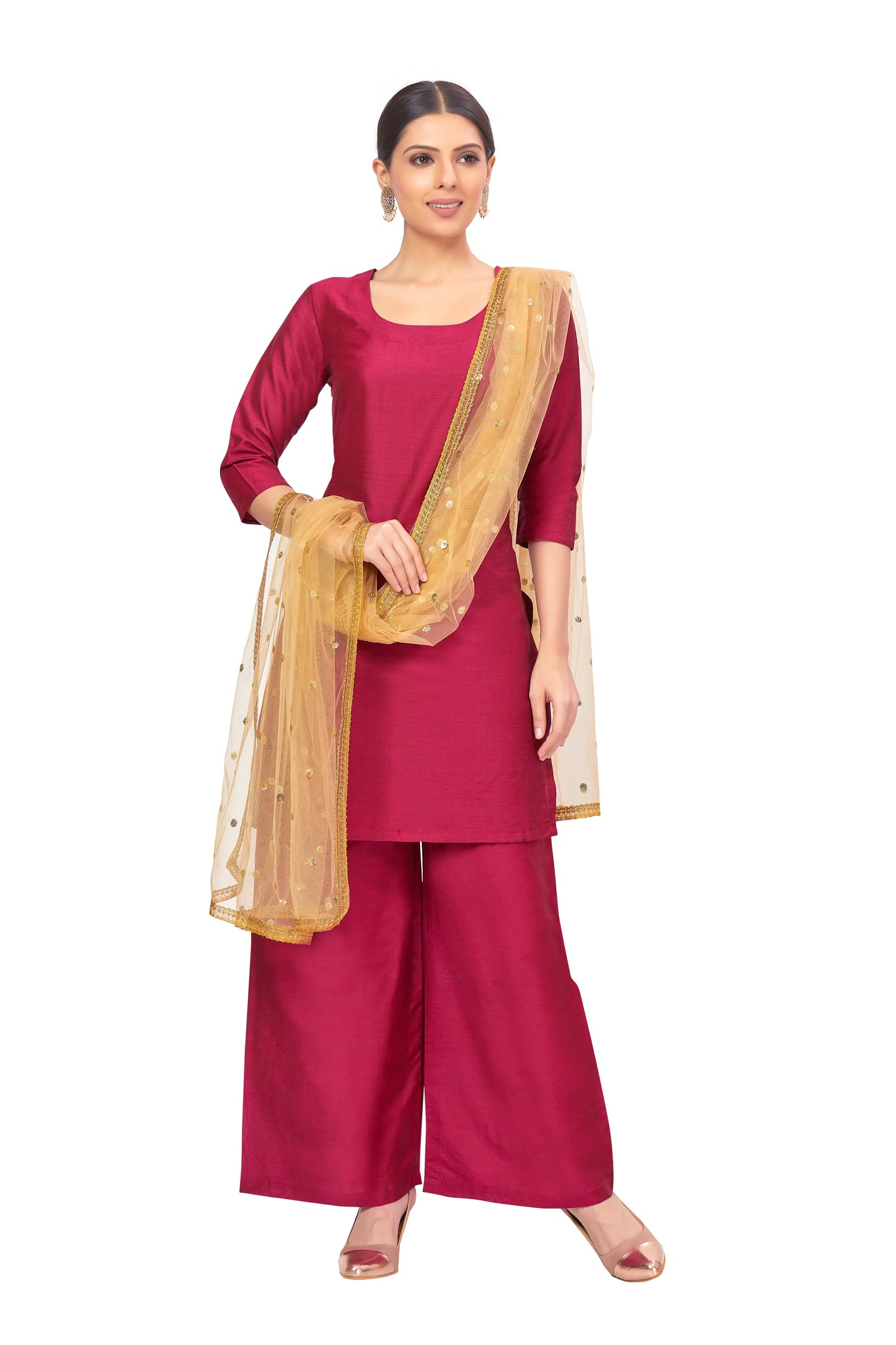 Net Embroidered Dupatta - Beige