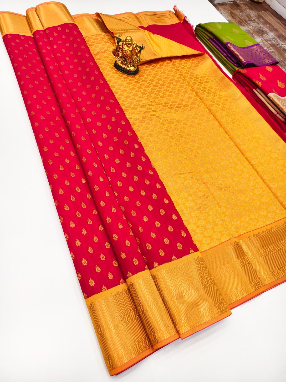 Kanchi Fancy Semi Silk Saree | Red Saree