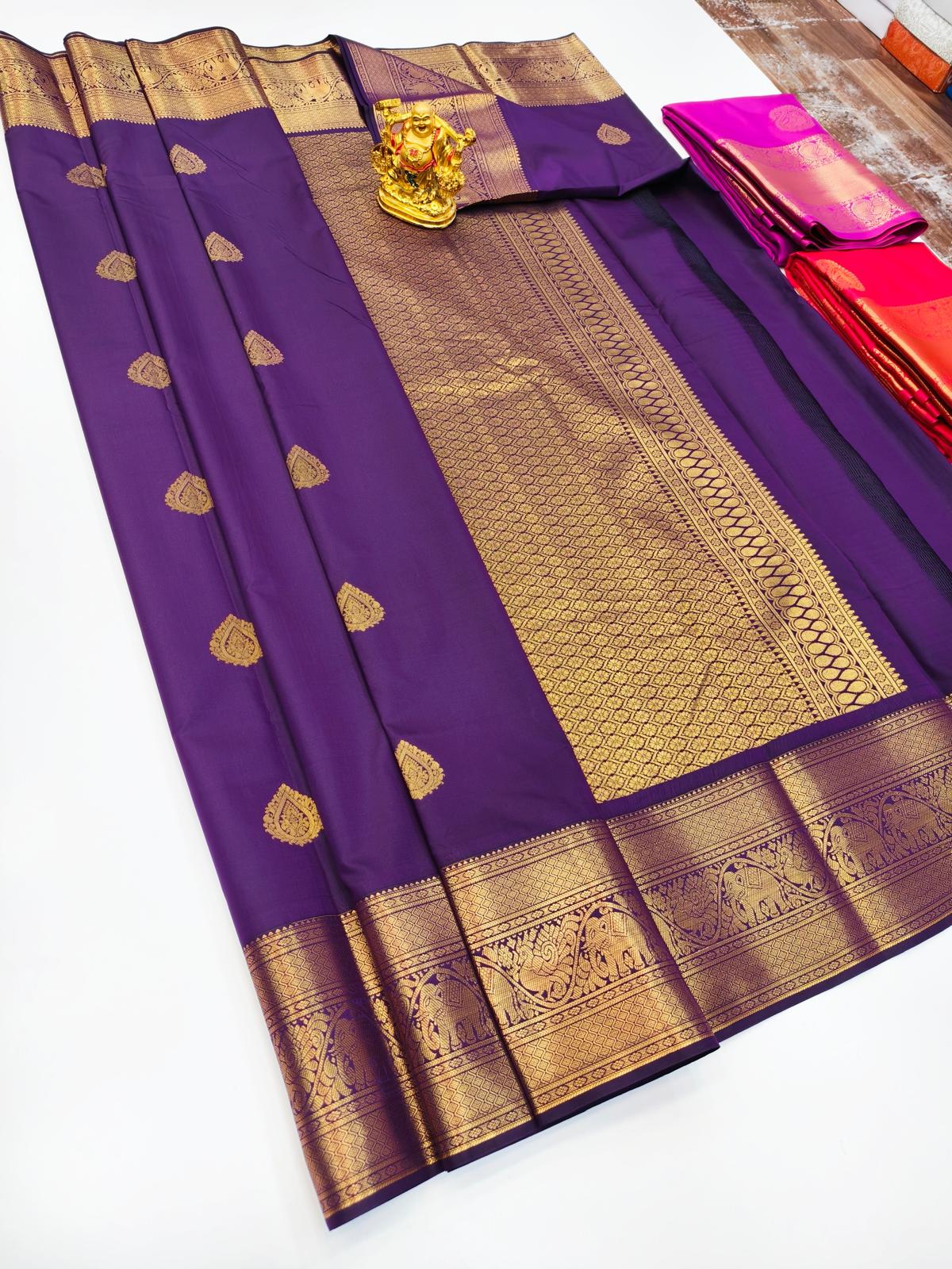 Kanchi Fancy Semi Silk Saree | Purple Saree
