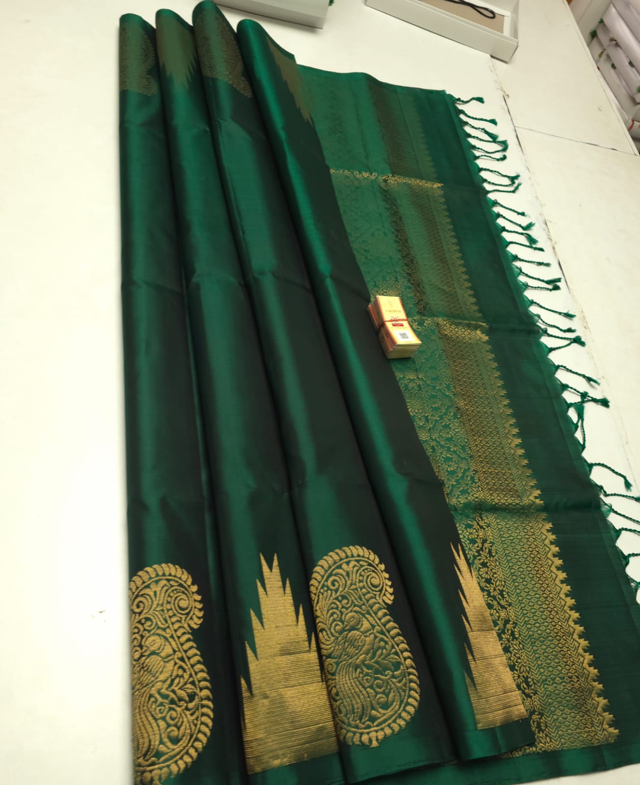 Handloom Pure Soft Silk Saree | Silk Mark Certified | Bottle Green Saree