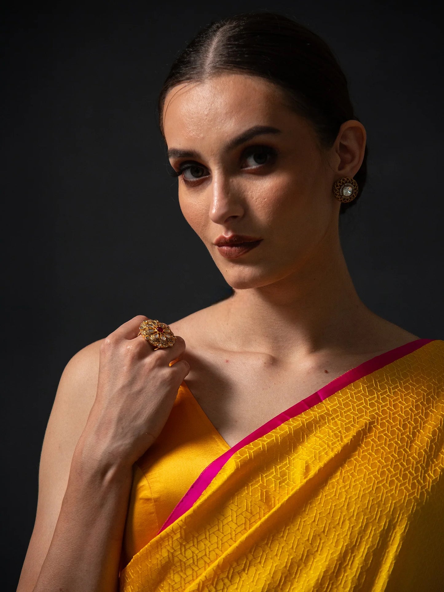 Yellow Satin Tanchoi Handloom Banarasi Saree