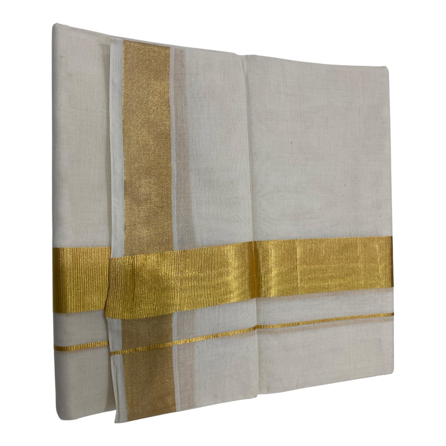Premium Kerala Handloom Golden Border Mundu
