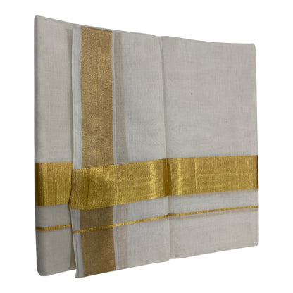 Premium Kerala Handloom Golden Border Mundu