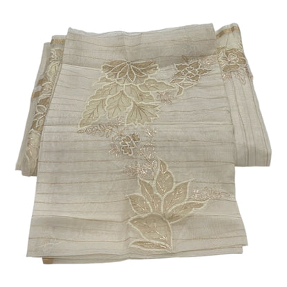 Fancy Chanderi Saree in Off White with Rich Embroidery Work