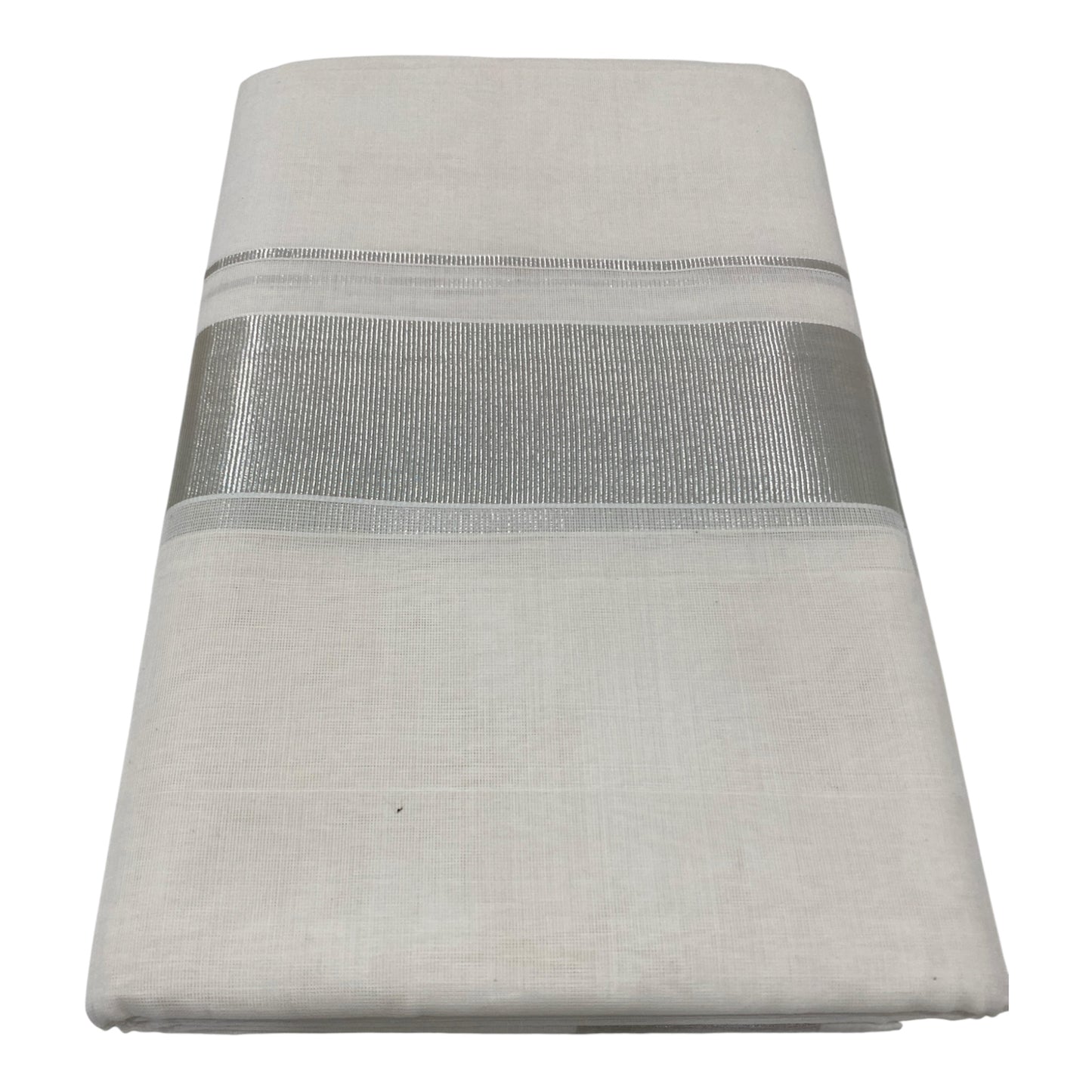 Premium Kerala Handloom Silver Border Mundu