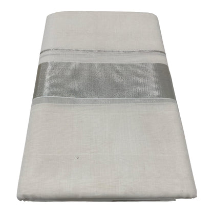 Premium Kerala Handloom Silver Border Mundu
