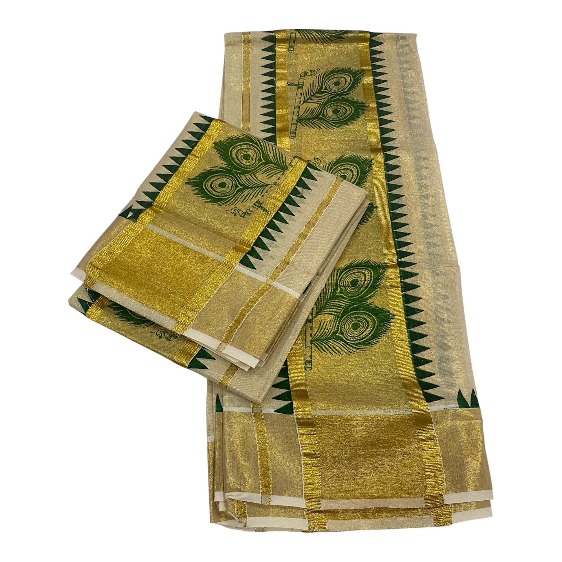 Premium tissue set mundu with traditional woven detailing