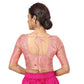 Elegant Brocade Elbow-Length Sleeves Saree Blouse in Light Pink