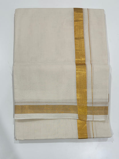 Premium Kerala Handloom Golden Border Mundu