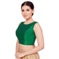 Silk Sleeveless Saree Blouse for Women in Jet Polyester - Green
