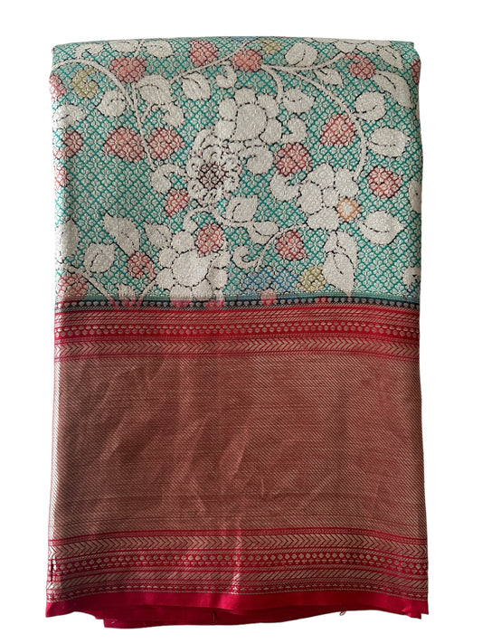 Handloom Pure Tissue Silk Saree With Digital Kalamkari