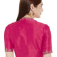 Embroidered Saree Blouse with Matka Neckline - pink